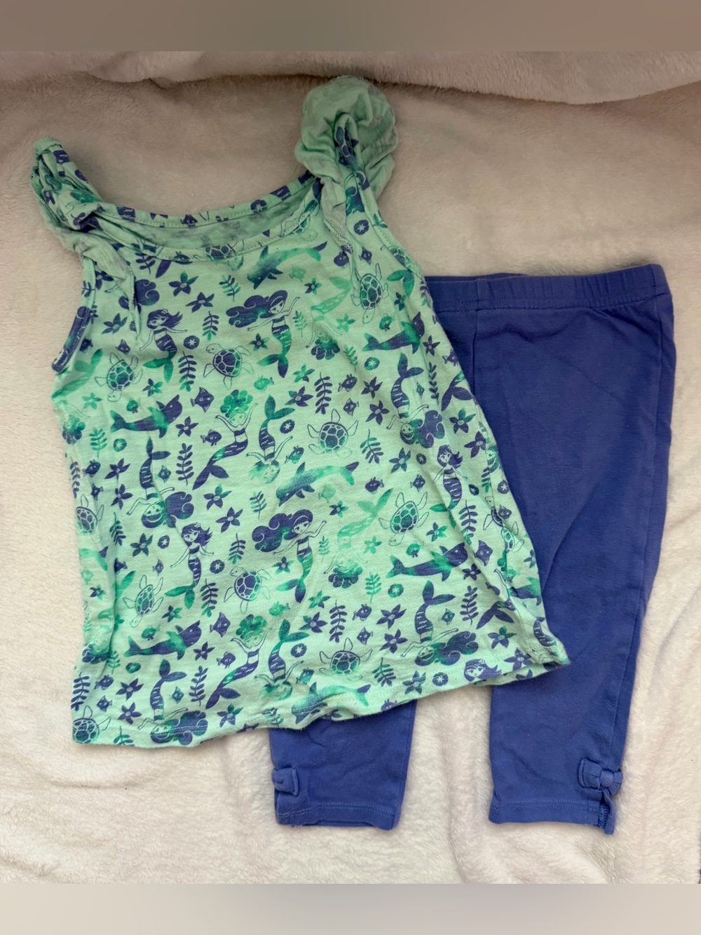 jumping beans Green Tank with Blue Mermaid Print and Matching Leggings